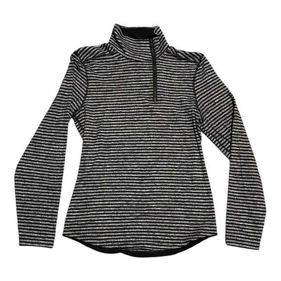 Lululemon Men’s Studio 1/2 Zip Classic Stripe Heathered Black Pullover Small - Picture 9 of 16